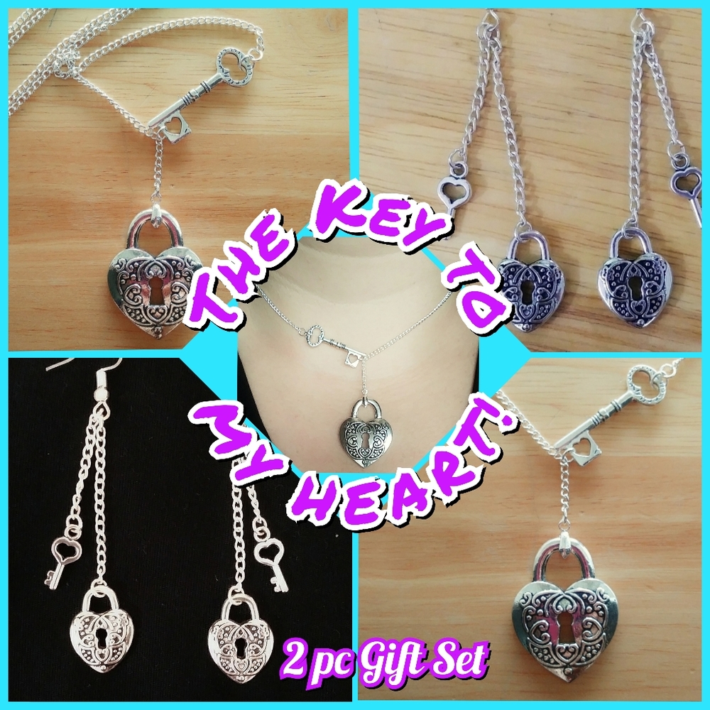 Key To My Heart Artisan Necklace and Earrings Gift Set